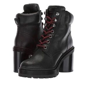 MARC JACOBS Women's Crosby Round Toe Leather Platform Hiking Boots black size 7